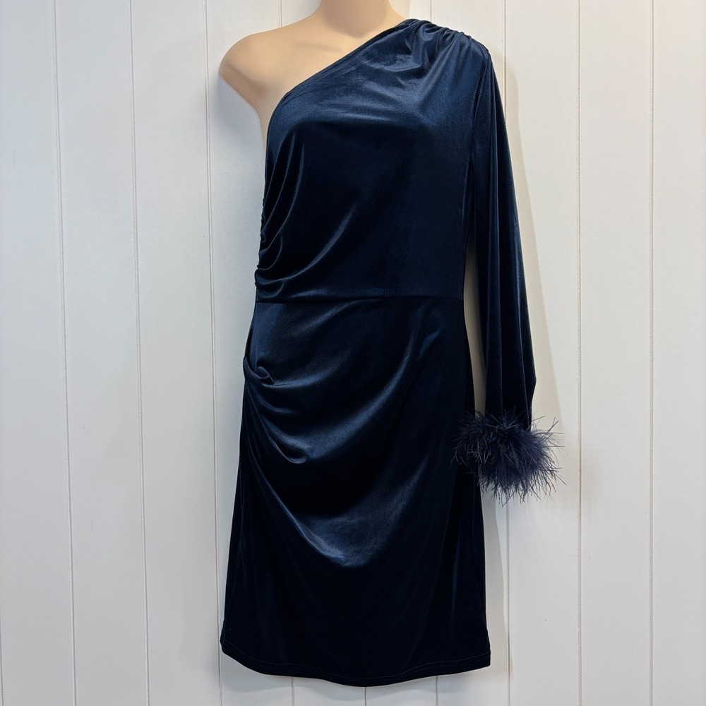 Pretty Garden Cocktail Glam Velvet One Shoulder Dress Womens Size M Homecoming